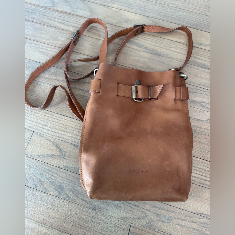 QISABAGS Brown Leather Crossbody Bag